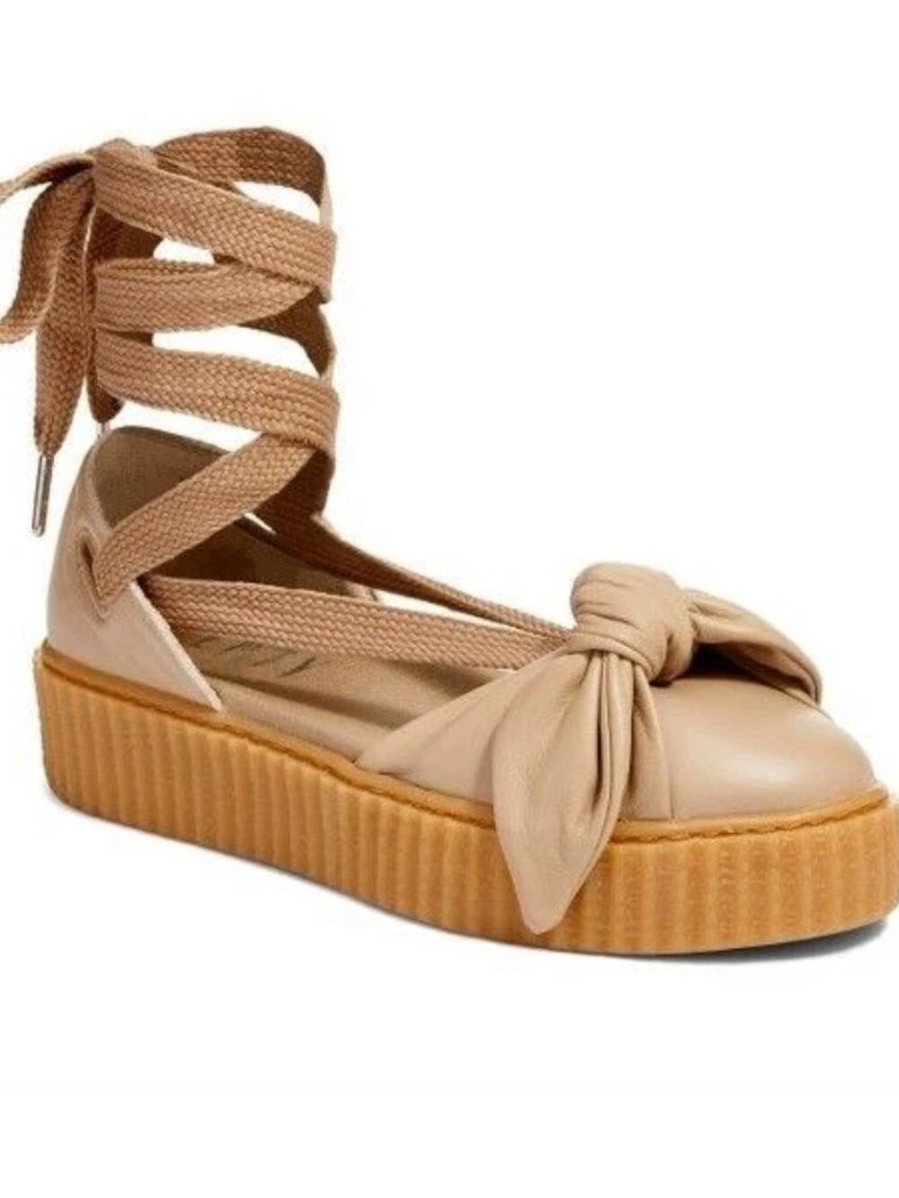 PUMA x FENTY RIHANNA Bow Creeper Sandals - Natural Oatmeal Leather Size 9.5 - Picture 10 of 10